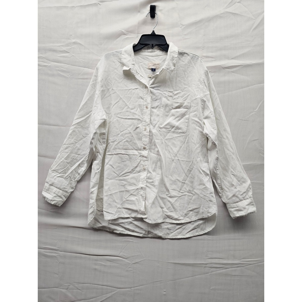 Universal Thread Womens XL Relaxed Fit Linen Blend Button Down Shirt White New